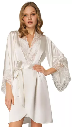 Milena by Paris Καλοκαιρινή Γυναικεία Σατέν Ρόμπα Λευκό