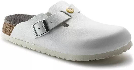 Birkenstock Boston Γυναικεία Δερμάτινα Σαμπό Λευκό