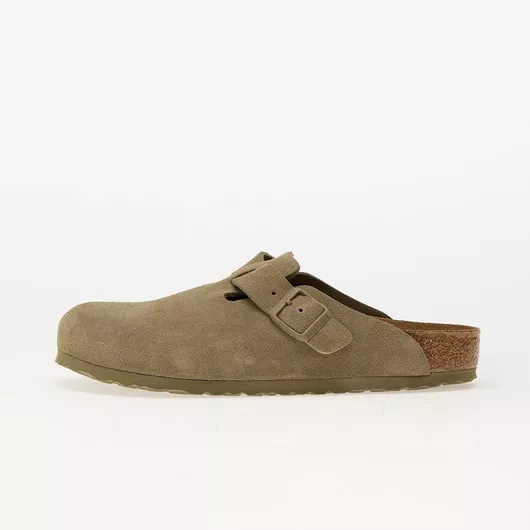 Birkenstock Boston Velvet Leather Clogs in Faded Khaki