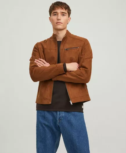 Jack & Jones Χειμωνιάτικο Μπουφάν από Δερματίνη Camel