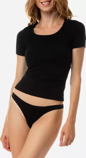 Minerva Κοντομάνικα Βαμβακερά Γυναικεία Φανελάκια Μαύρο 2Pack