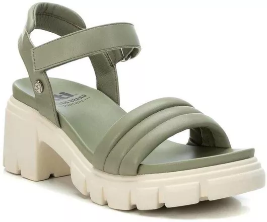 Xti Γυναικεία Πέδιλα με Χοντρό Χαμηλό Τακούνι Πράσινο