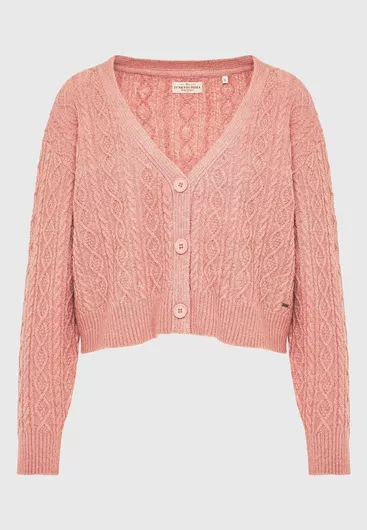 Funky Buddha Κοντή Γυναικεία Πλεκτή Ζακέτα Ροζ