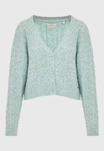 Funky Buddha Κοντή Γυναικεία Πλεκτή Ζακέτα Πράσινο