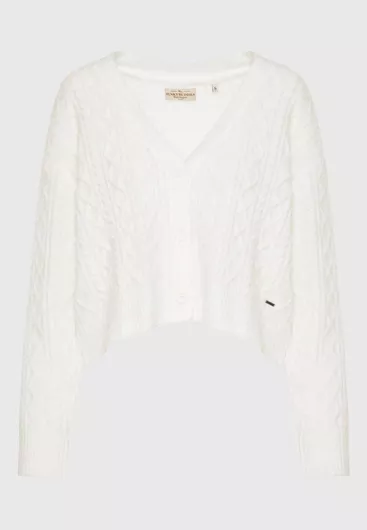 Funky Buddha Κοντή Γυναικεία Ζακέτα Λευκό