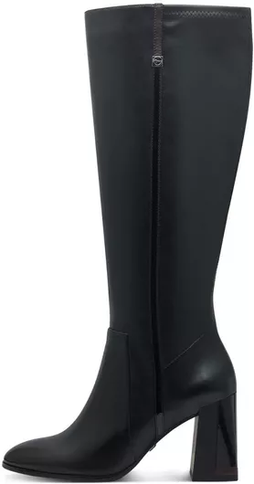 Tamaris Δερμάτινες Γυναικείες Μπότες με Ψηλό Τακούνι Μαύρο