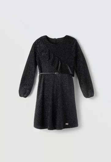 Εβίτα Παιδικό Φόρεμα Μακρυμάνικο Σετ με Αξεσουάρ μαύρο