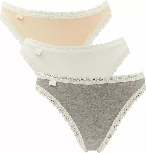 Sloggi 24/7 Weekend Γυναικεία Brazil 3Pack με Δαντέλα White/Grey/Beige