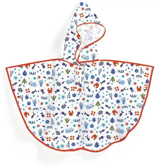 Djeco Αδιάβροχο Παιδικό Casual Μπουφάν Κοντό με Κουκούλα Πολύχρωμο