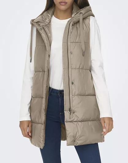 Γυναικείο Αμάνικο Puffer Μπουφάν Χειμώνα Silver Mink Sandy Brown