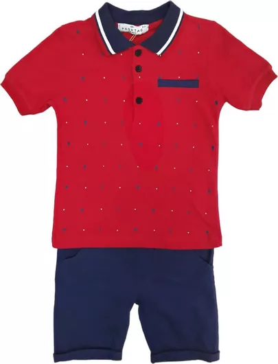 Hashtag Παιδικό Σετ με Σορτς Καλοκαιρινό 2τμχ Red, Blue