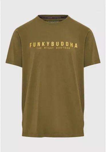 T-Shirt Funky Buddha Casual Βαμβακερό Olive