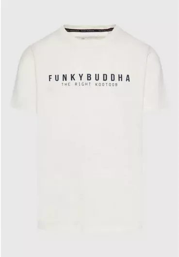 Ανδρική Μπλούζα Funky Buddha Βαμβακερή Κοντομάνικη Λευκό