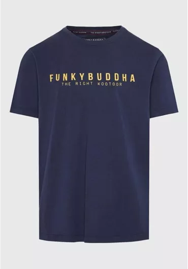 Ανδρική Μπλούζα Funky Buddha Βαμβακερή Κοντομάνικη Navy Μπλε