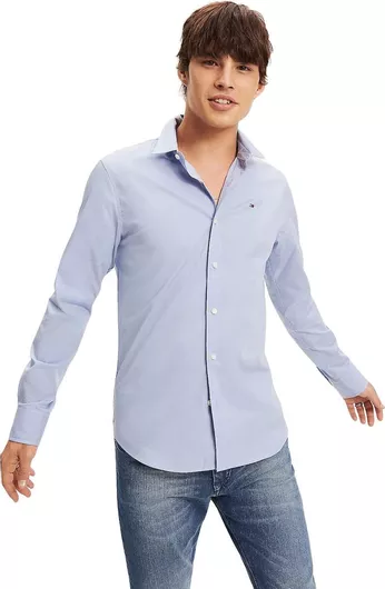 Tommy Hilfiger Ανδρικό Μακρυμάνικο Πουκάμισο Slim Fit Γαλάζιο