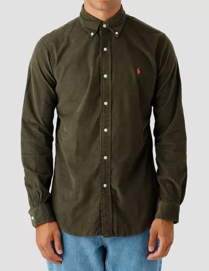 Ralph Lauren Cubdppcs Μακρυμάνικo Βαμβακερό Πουκάμισο σε Κανονική Γραμμή Πράσινο