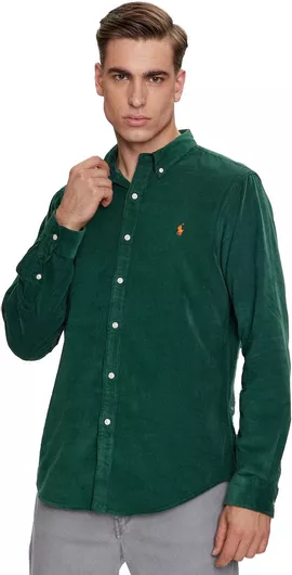 Ralph Lauren Μακρυμάνικo Βαμβακερό Πουκάμισο σε Στενή Γραμμή Green