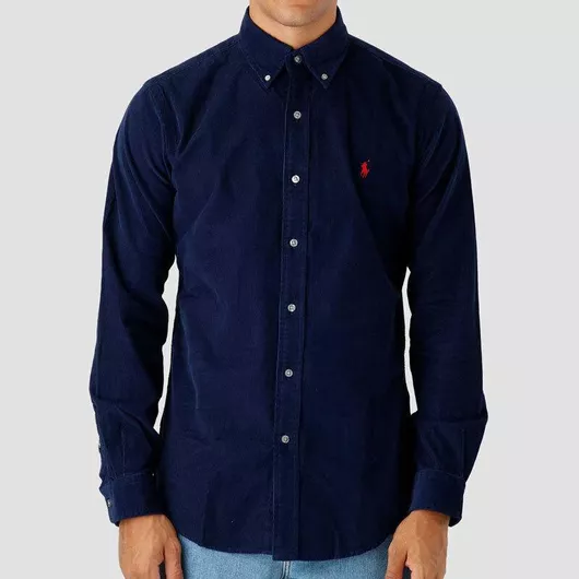 Ralph Lauren Μακρυμάνικο Βαμβακερό Πουκάμισο Κανονική Γραμμή Royal Blue