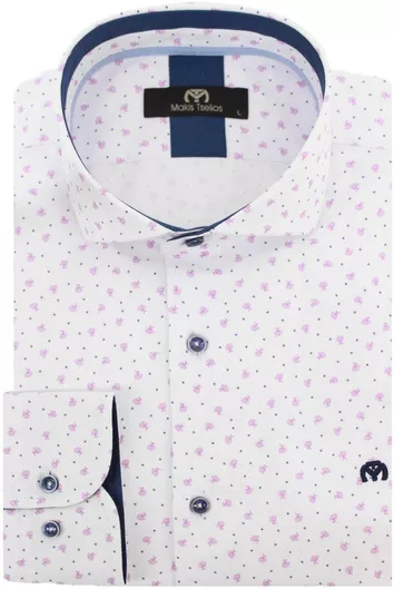 Makis Tselios Fashion Μακρυμάνικo Πουκάμισο Floral Λευκό