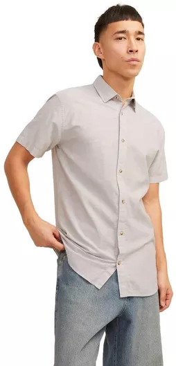 Jack & Jones Μακρυμάνικo Λινό Πουκάμισο Μπεζ