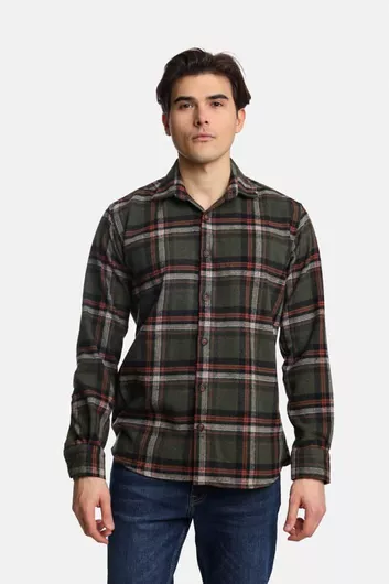 Paco & Co Overshirt Μακρυμάνικo Πουκάμισο σε Κανονική Γραμμή Καρό Πράσινο