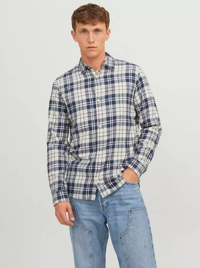 Jack & Jones Μακρυμάνικo Βαμβακερό Πουκάμισο σε Κανονική Γραμμή Καρό Big Dipper