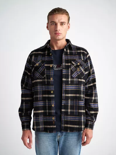 Staff Overshirt Μακρυμάνικo Τζιν Πουκάμισο σε Κανονική Γραμμή Καρό Καρό