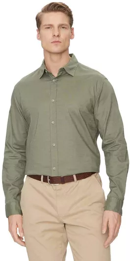 Jack & Jones Μακρυμάνικo Πουκάμισο Χακί