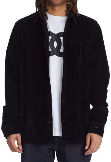 DC The Burough Overshirt Μακρυμάνικo Κοτλέ Πουκάμισο σε Κανονική Γραμμή Μαύρο