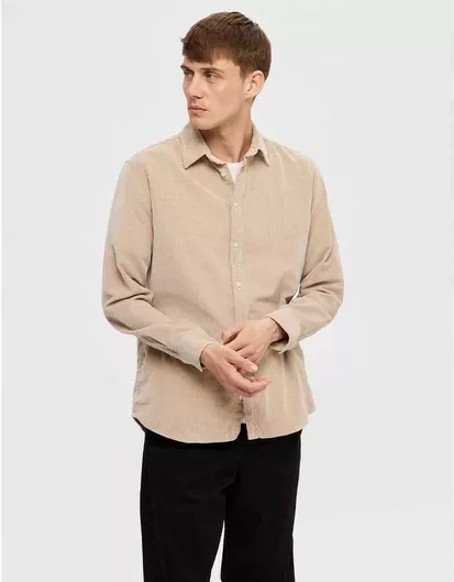 Μακρυμάνικo Κοτλέ Πουκάμισο Beige