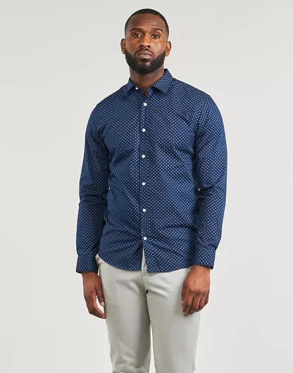 Jack & Jones Μακρυμάνικo Πουκάμισο σε Στενή Γραμμή Medieval Blue