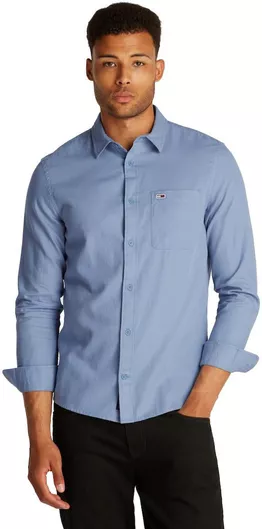 Tommy Hilfiger Μακρυμάνικo Φανελένιο Πουκάμισο Γαλάζιο