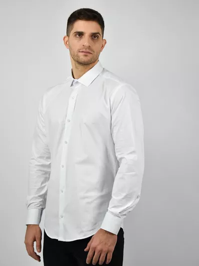 Endeson Fashion Μακρυμάνικo Πουκάμισο σε Στενή Γραμμή Λευκό