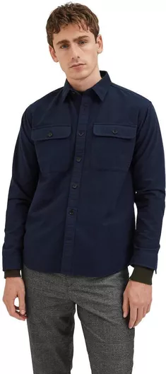 Selected Overshirt Μακρυμάνικo Πουκάμισο Καρό Μπλε