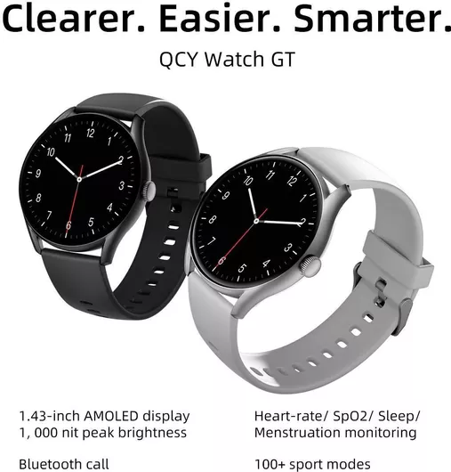 QCY GT S8 Aluminium Smartwatch με Παλμογράφο Μαύρο