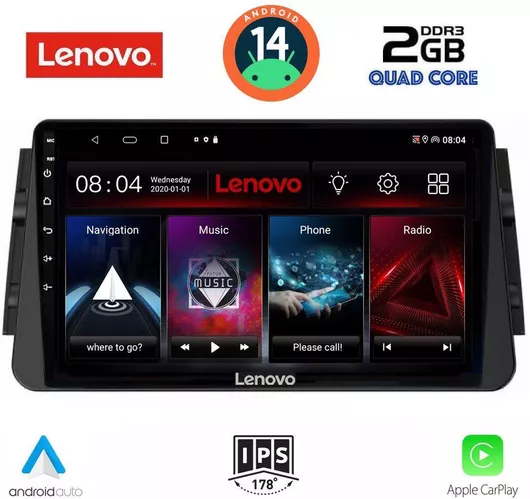 Ηχοσύστημα Αυτοκινήτου Lenovo LVD 2460_CPA για Nissan Micra 2017> με Android Auto/Apple Carplay/USB/Bluetooth/Wi Fi/GPS/Κάμερα Οπισθοπορίας & Οθόνη Αφής 9''