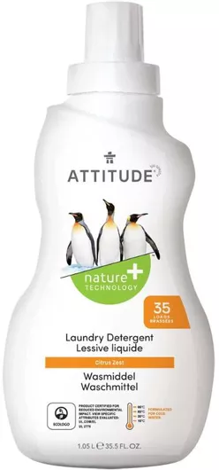 Υγρό Πλυντηρίου Ρούχων Attitude Κίτρο 35 Μεζούρες 1050ml