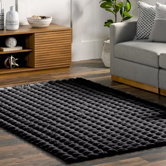 Χαλιά Κρεβατοκάμαρας Rabbit Bubble Γούνινο Σετ 3τμχ Μαύρο 