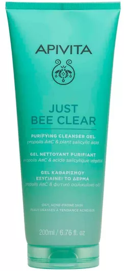 Gel Καθαρισμού Προσώπου Apivita Just Bee Clear για Ακνεϊκές Επιδερμίδες 200ml