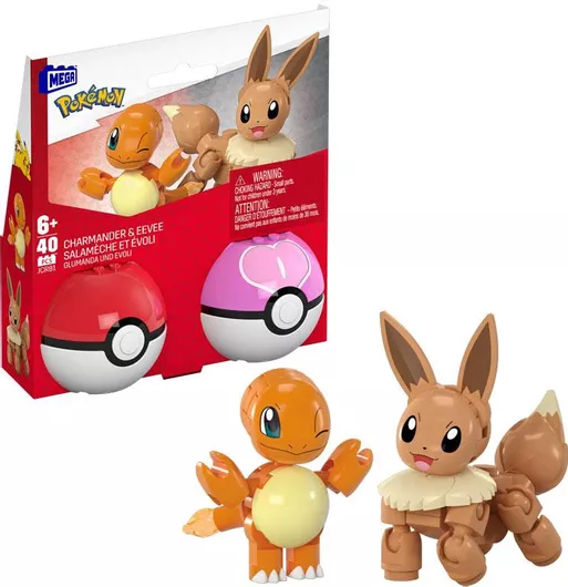 Τουβλάκια Mega Bloks Mega Construx Pokémon Pokeball Charmander & Eevee για 6+ Ετών Σετ 40τμχ