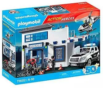 Playmobil Action Αστυνομικό Τμήμα με Περιπολικό & Ελικόπτερο για 4+ Ετών #71602