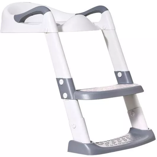 Παιδικό Κάθισμα Τουαλέτας BabyWise με Σκληρή Επιφάνεια Χερούλια & Σκαλοπάτια Γκρι