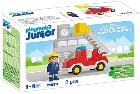 Playmobil Junior Πυροσβέστης με Κλιμακοφόρο Όχημα για 12+ Μηνών #71683