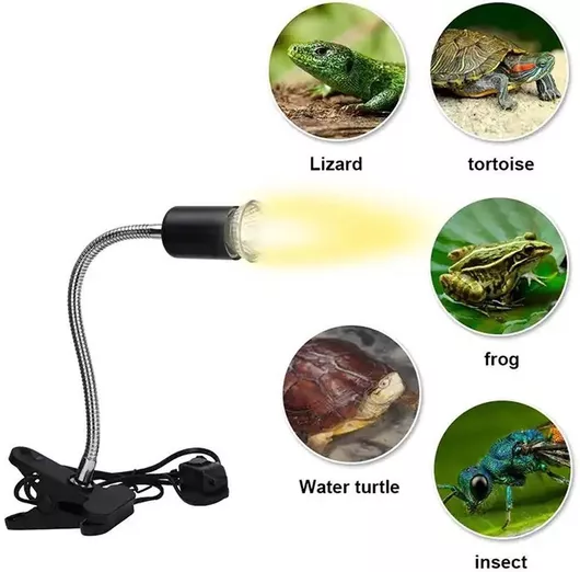 Φωτιστικό για Ενυδρείο Ερπετών με Λάμπα Ζέστης UVA+UVB 3 με Δαγκάνα & Ρυθμιζόμενο Διακόπτη 75W
