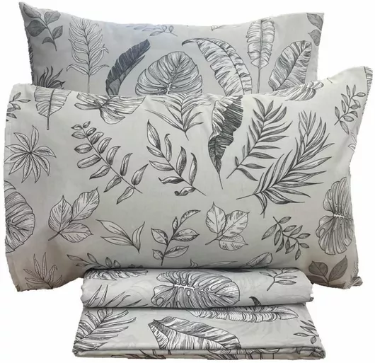 Σετ Μαξιλαροθήκες Linea Home Leaf Floral Βαμβάκι & Πολυεστέρας 72x52cm Πολύχρωμο 2τμχ