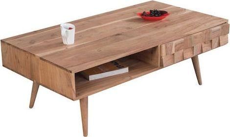 Τραπεζάκι Σαλονιού Woodwell Ορθογώνιο Teka από Μασίφ Ξύλο Ακακία Φυσικό Μ117xΠ60xΥ40cm