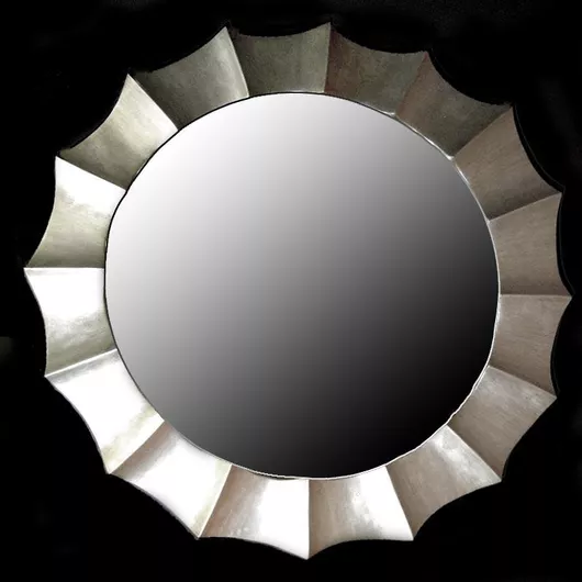 Καθρέπτης Τοίχου 3035-S Στρογγυλό Ξύλινο 107cm 