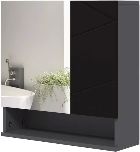 Πάγκος Μπάνιου Kleankin χωρίς Νιπτήρα με Καθρέπτη Μ55xΒ17xΥ55cm Μαύρο