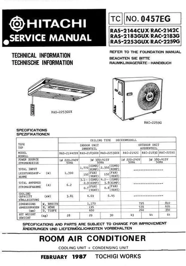 Επαγγελματικό Κλιματιστικό Inverter Hitachi RAS-2142CF/RAC-2142C