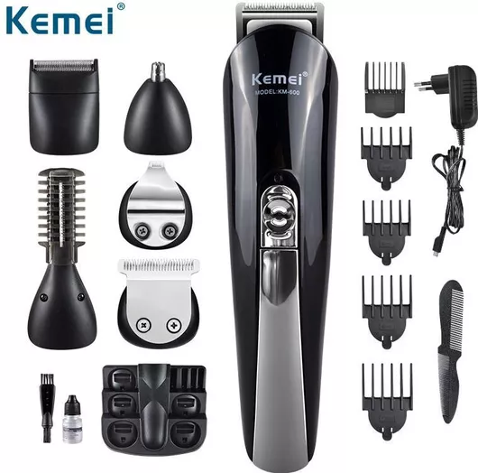 Σετ Μηχανή Κουρέματος Kemei KM-600 Επαγγελματικό Επαναφορτιζόμενη Μαύρο